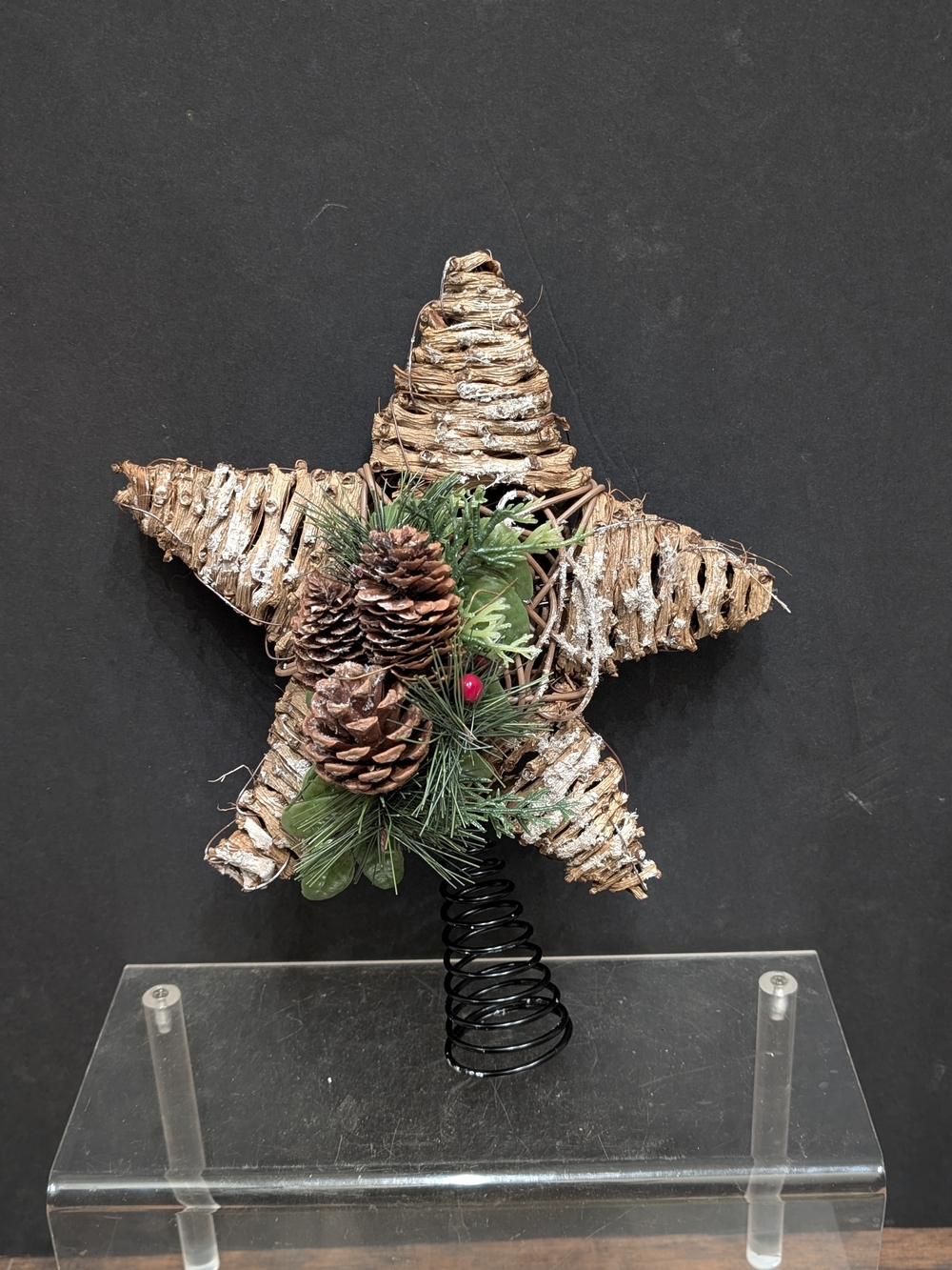 Rustic Pinecone Star Tree Topper - Brown & Green